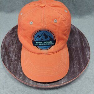 Southern Marsh Bright Orange Leather Adj. Back Embroidered Mountain  Hat